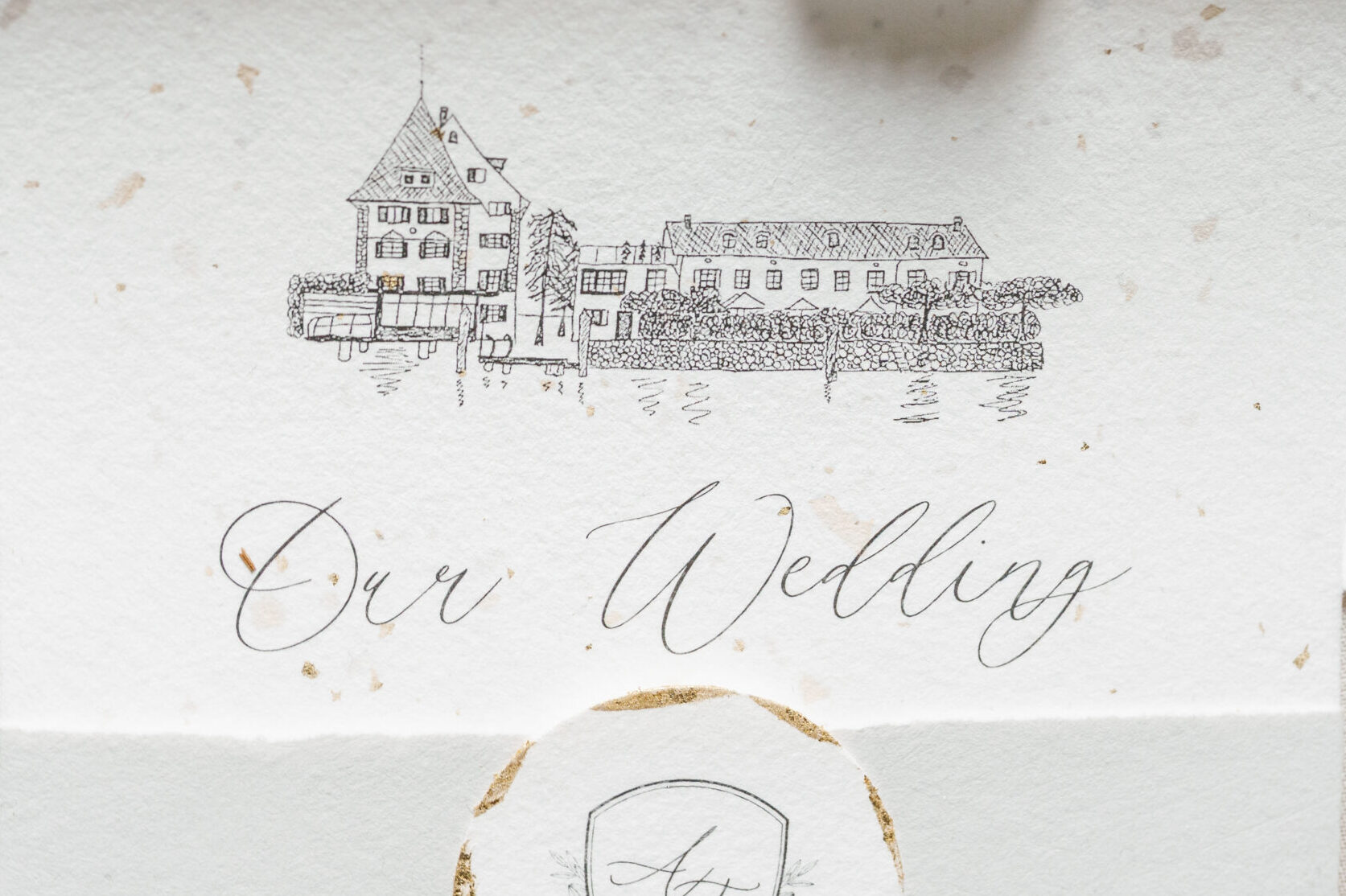 handgemalte Illustration einer Hochzeitslocation