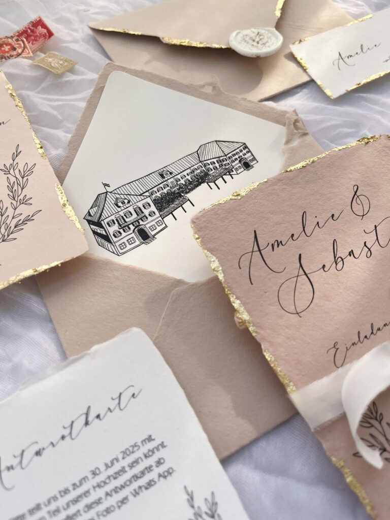 Handgemalter Illustration einer Hochzeitslocation